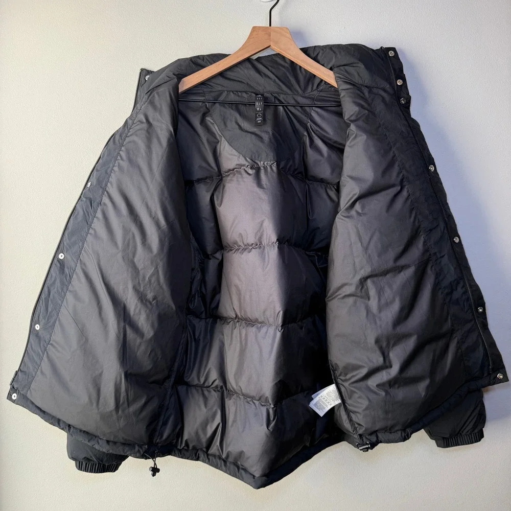 Adidas Puffer Jacket Down Filled Hooded Winter Coat Black Men's Size Medium
